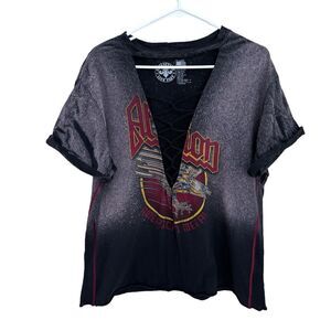 Affliction American Metal World Tour Shirt Cutout Women’s XL Y2K